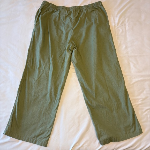 H&M Linen Blend Olive Green‎ Wide Leg Pants Size XXL - Picture 2 of 8